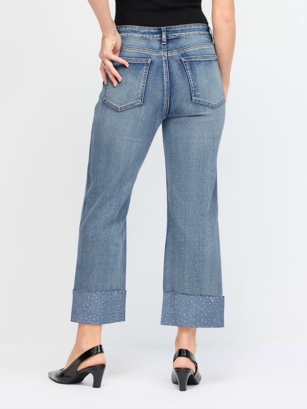 Straight Leg Jean with Rhinestone Cuff - Picture 2 of 6